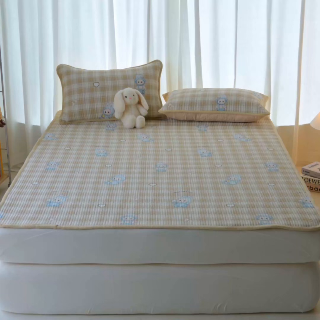 91家纺网 家纺一手货源 找家纺 小叮当家纺仓储工厂店 2025新款棉加绒床垫一面全棉一面牛奶绒床褥垫软床垫床盖四季通用 拉布兔兔（A棉B绒）