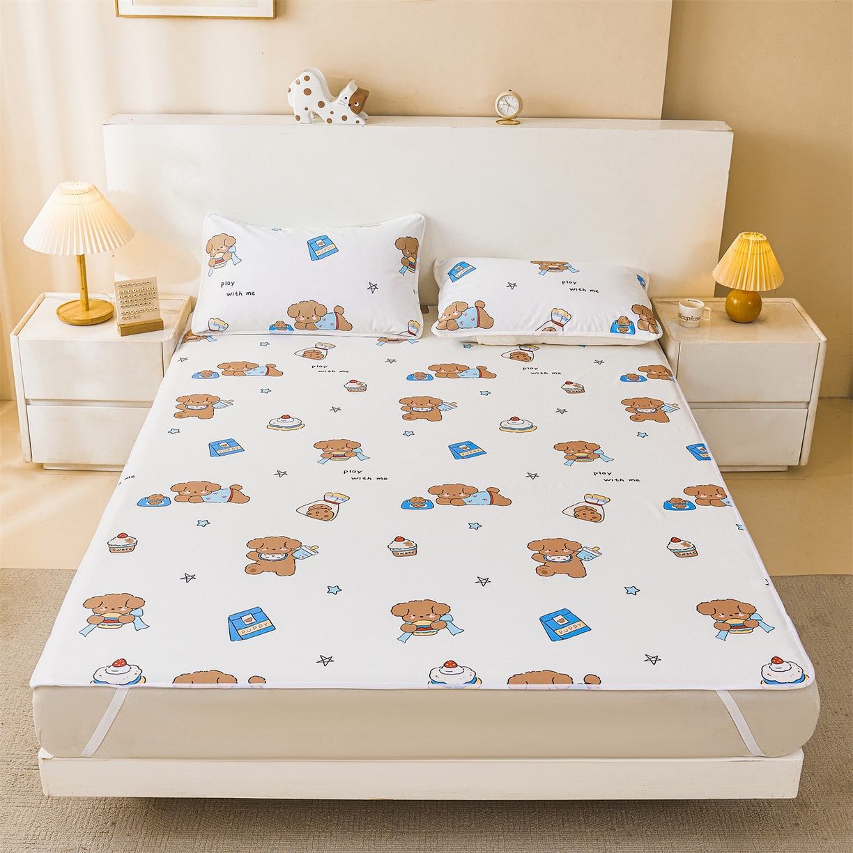 91家纺网 家纺一手货源 找家纺 雯豆家纺 2025新款防水隔尿垫子卡通成人床垫保护罩A类宝宝尿垫 防水隔尿垫-吐司熊