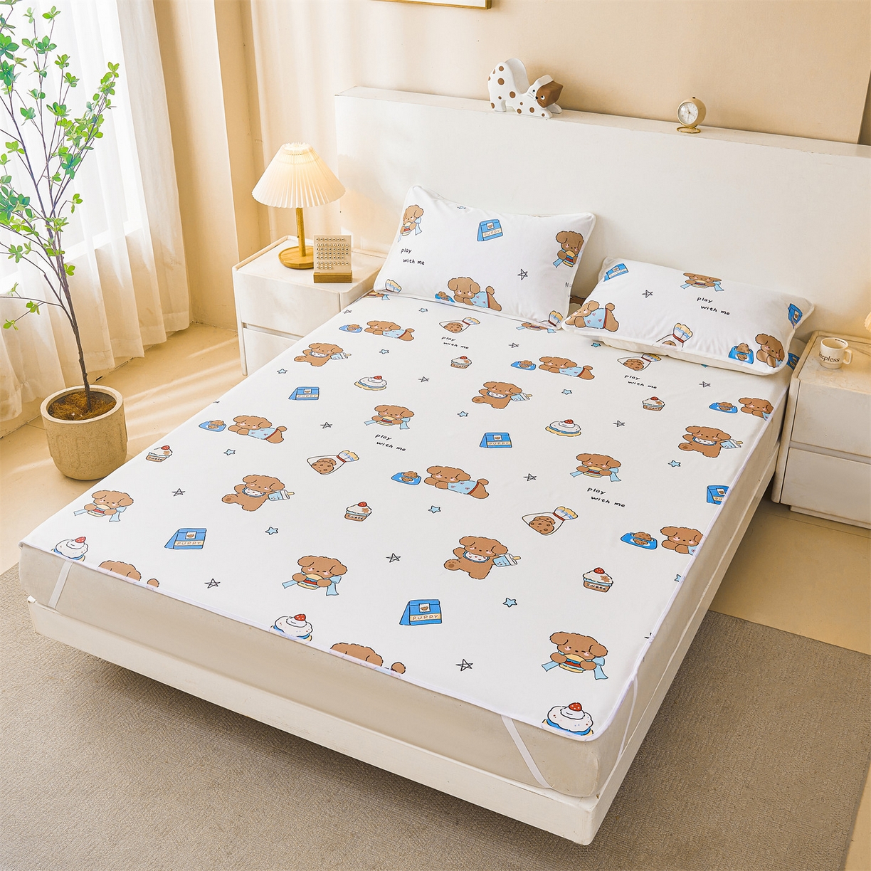 91家纺网 家纺一手货源 找家纺 雯豆家纺 2025新款防水隔尿垫子卡通成人床垫保护罩A类宝宝尿垫 防水隔尿垫-吐司熊