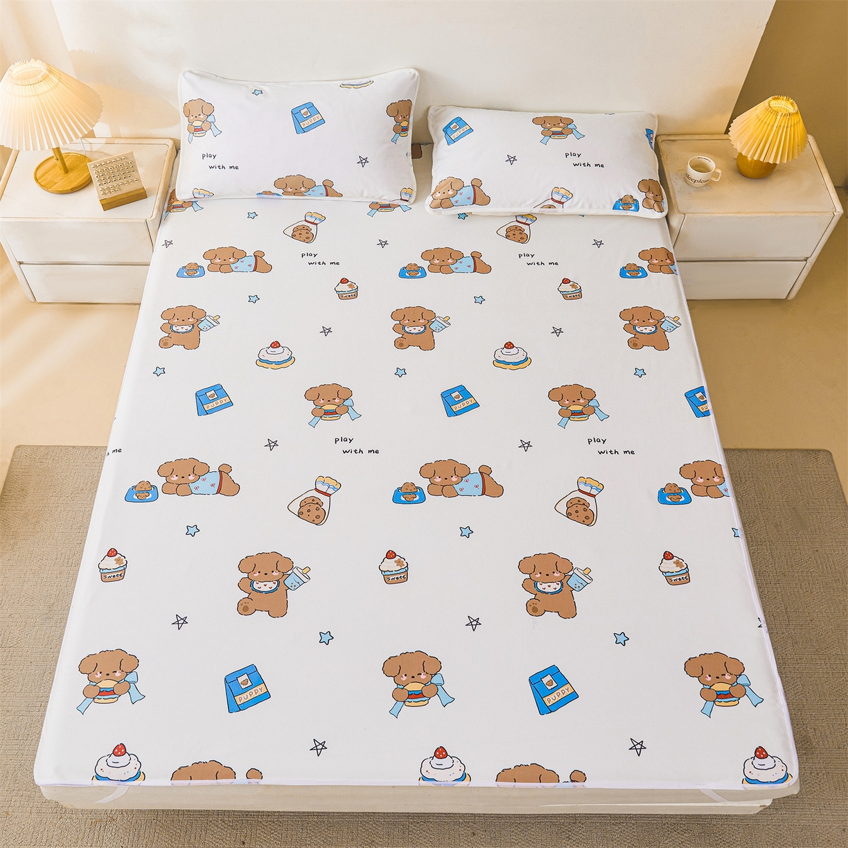 91家纺网 家纺一手货源 找家纺 雯豆家纺 2025新款防水隔尿垫子卡通成人床垫保护罩A类宝宝尿垫 防水隔尿垫-吐司熊