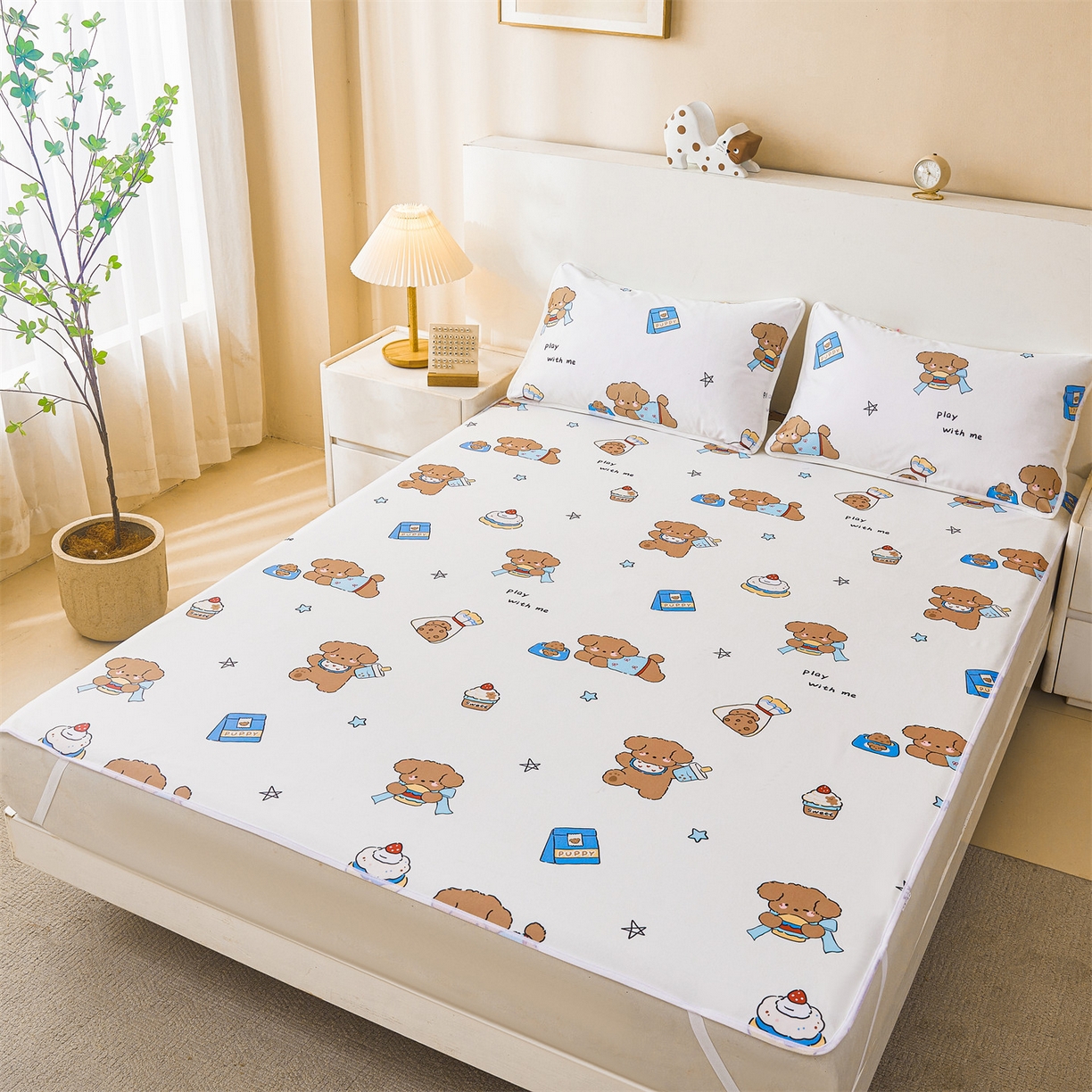 91家纺网 家纺一手货源 找家纺 雯豆家纺 2025新款防水隔尿垫子卡通成人床垫保护罩A类宝宝尿垫 防水隔尿垫-吐司熊