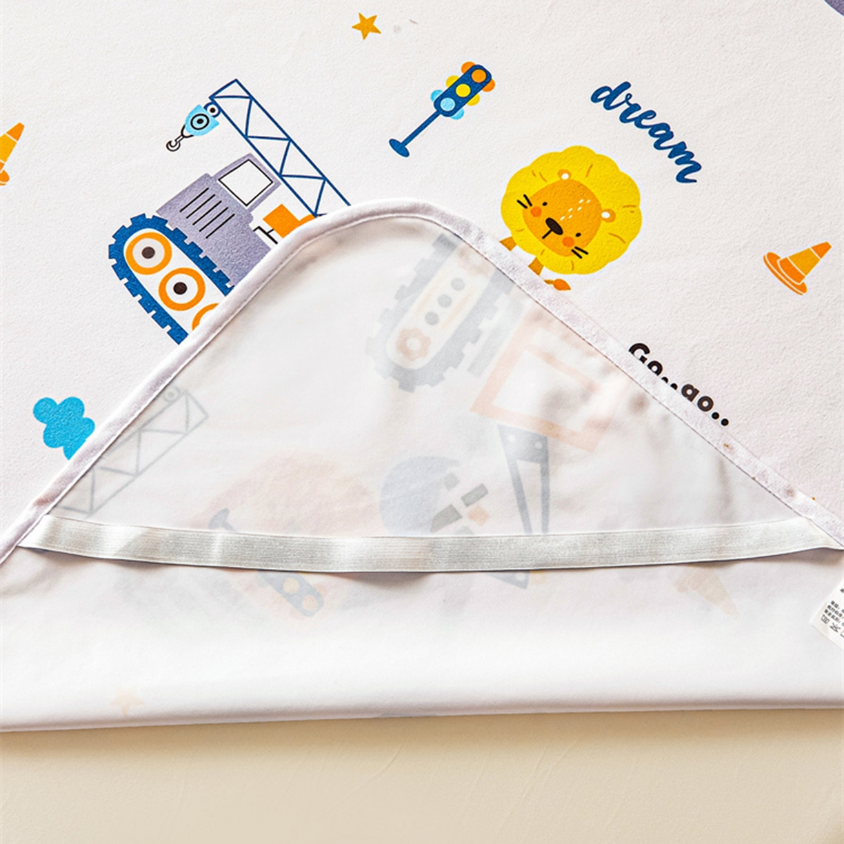 91家纺网 家纺一手货源 找家纺 雯豆家纺 2025新款防水隔尿垫子卡通成人床垫保护罩A类宝宝尿垫 防水隔尿垫-挖掘机