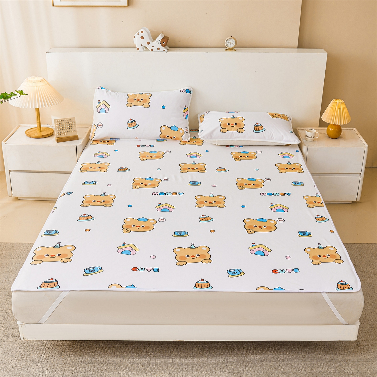 91家纺网 家纺一手货源 找家纺 雯豆家纺 2025新款防水隔尿垫子卡通成人床垫保护罩A类宝宝尿垫 防水隔尿垫-微笑先生