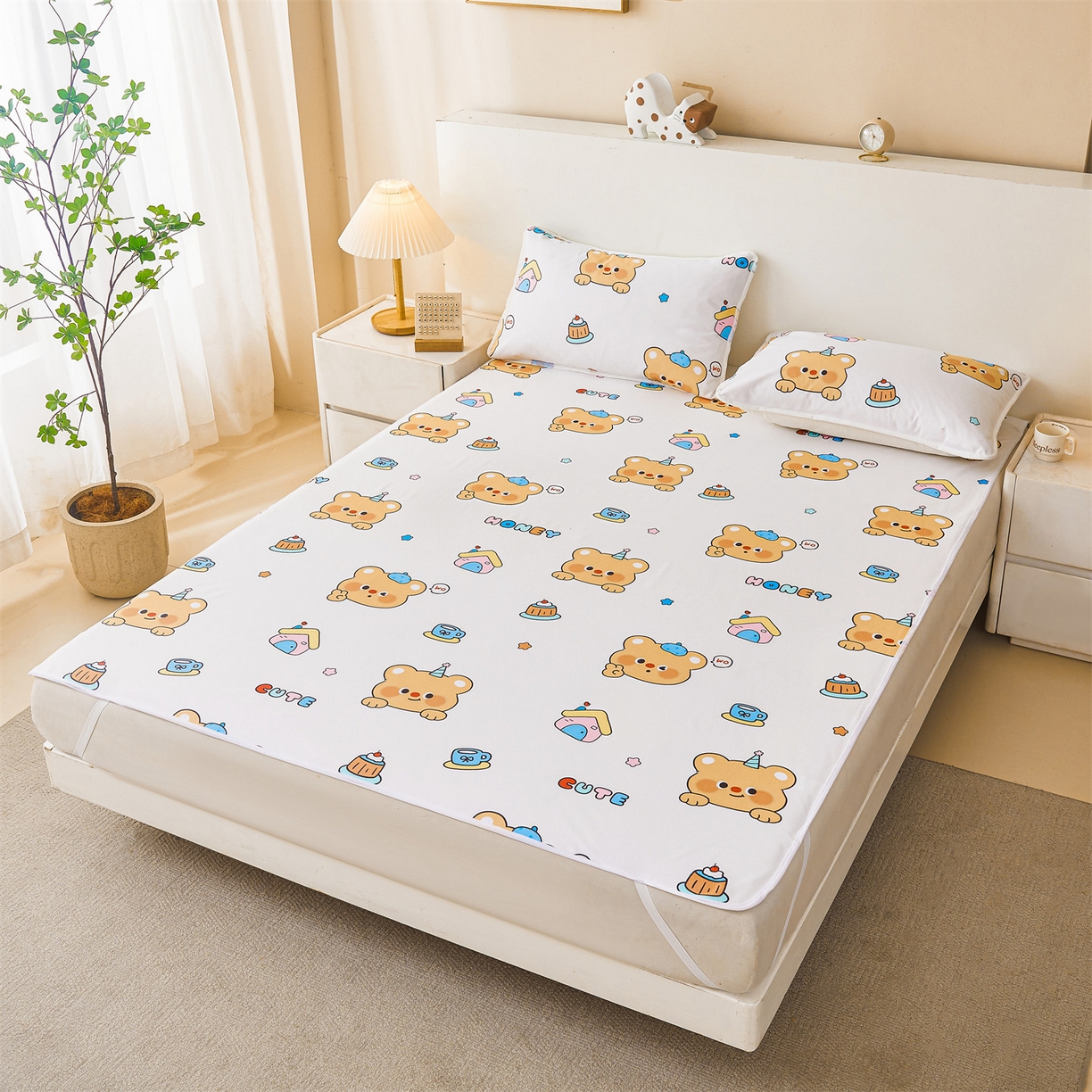 91家纺网 家纺一手货源 找家纺 雯豆家纺 2025新款防水隔尿垫子卡通成人床垫保护罩A类宝宝尿垫 防水隔尿垫-微笑先生