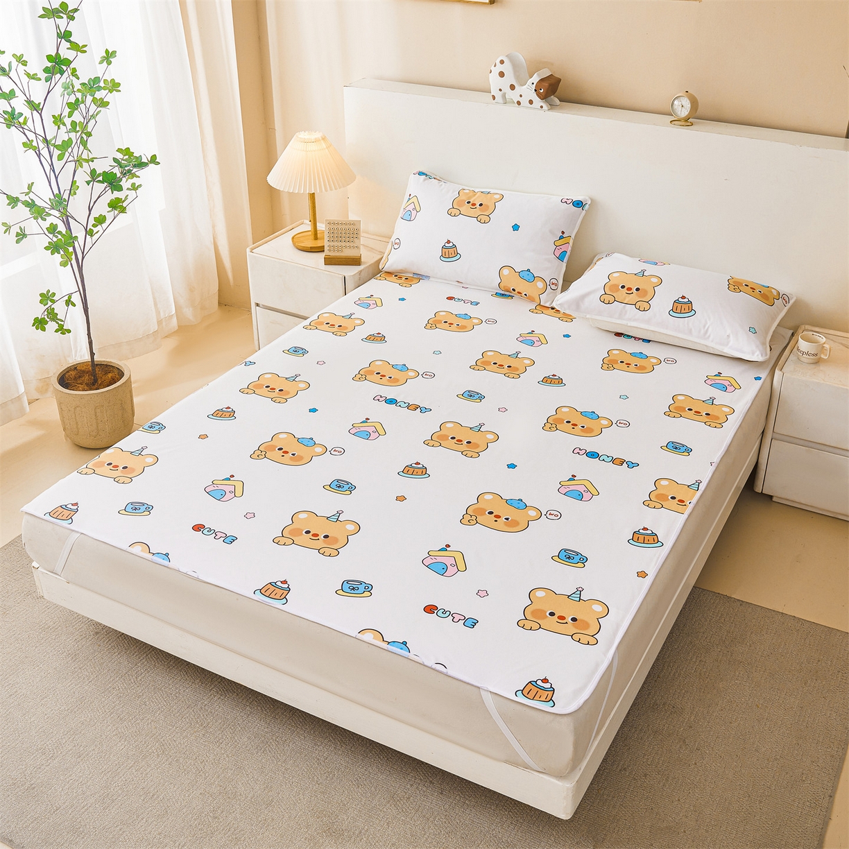 91家纺网 家纺一手货源 找家纺 雯豆家纺 2025新款防水隔尿垫子卡通成人床垫保护罩A类宝宝尿垫 防水隔尿垫-微笑先生