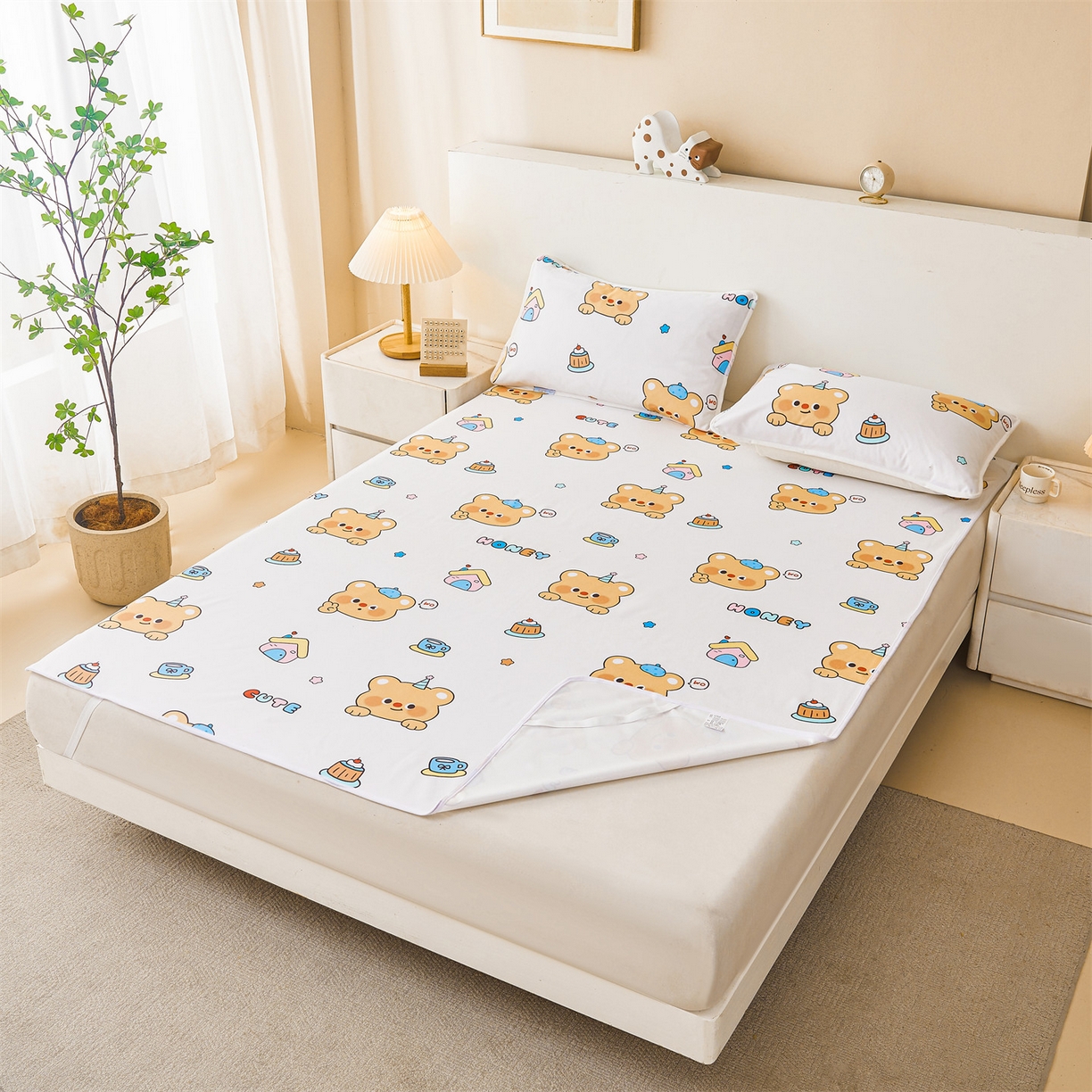 91家纺网 家纺一手货源 找家纺 雯豆家纺 2025新款防水隔尿垫子卡通成人床垫保护罩A类宝宝尿垫 防水隔尿垫-微笑先生