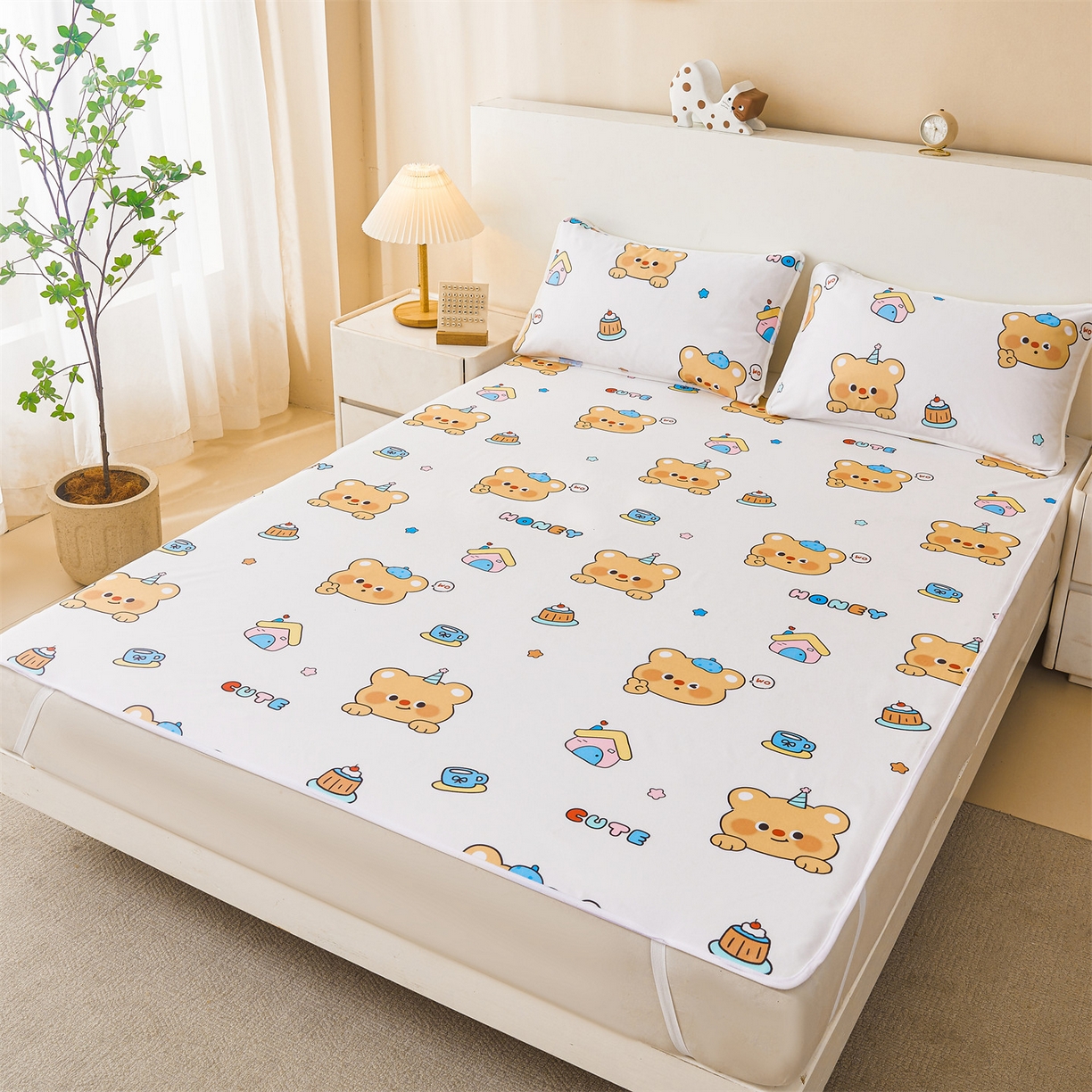 91家纺网 家纺一手货源 找家纺 雯豆家纺 2025新款防水隔尿垫子卡通成人床垫保护罩A类宝宝尿垫 防水隔尿垫-微笑先生