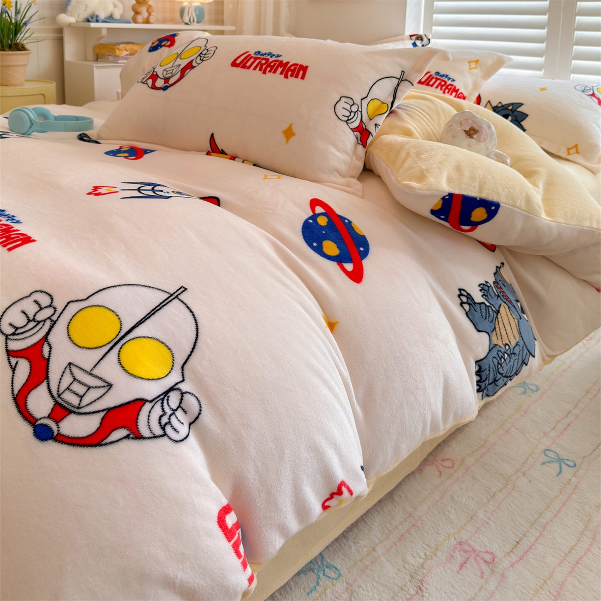 91家纺网 家纺一手货源 找家纺 （总）名兮家居 2025新款经典奥特曼-三丽鸥加厚牛奶绒单被套