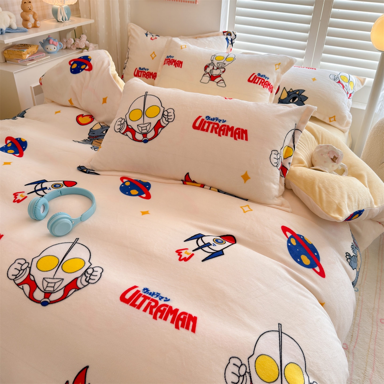 91家纺网 家纺一手货源 找家纺 （总）名兮家居 2025新款经典奥特曼-三丽鸥加厚牛奶绒单被套