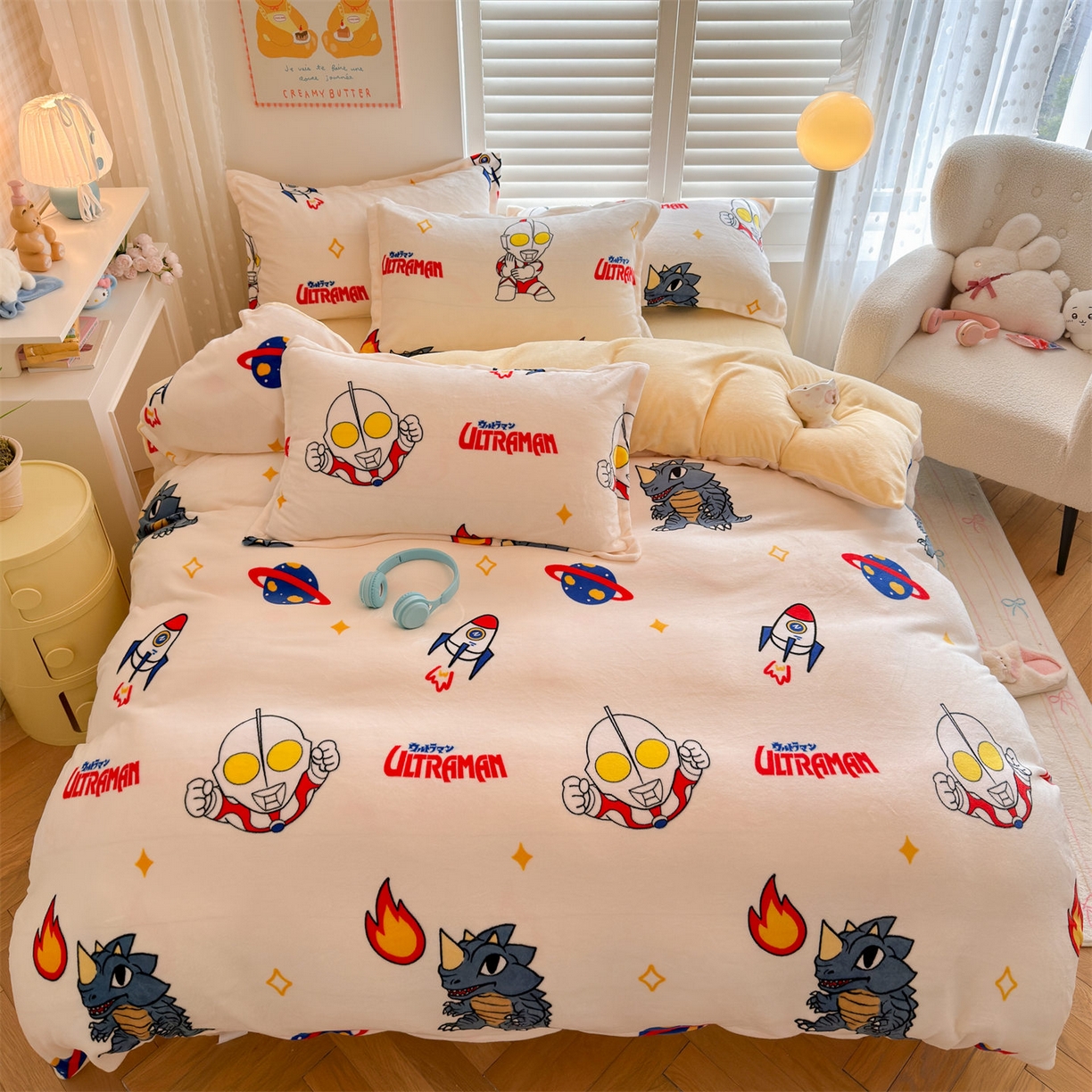 91家纺网 家纺一手货源 找家纺 （总）名兮家居 2025新款经典奥特曼-三丽鸥加厚牛奶绒单被套