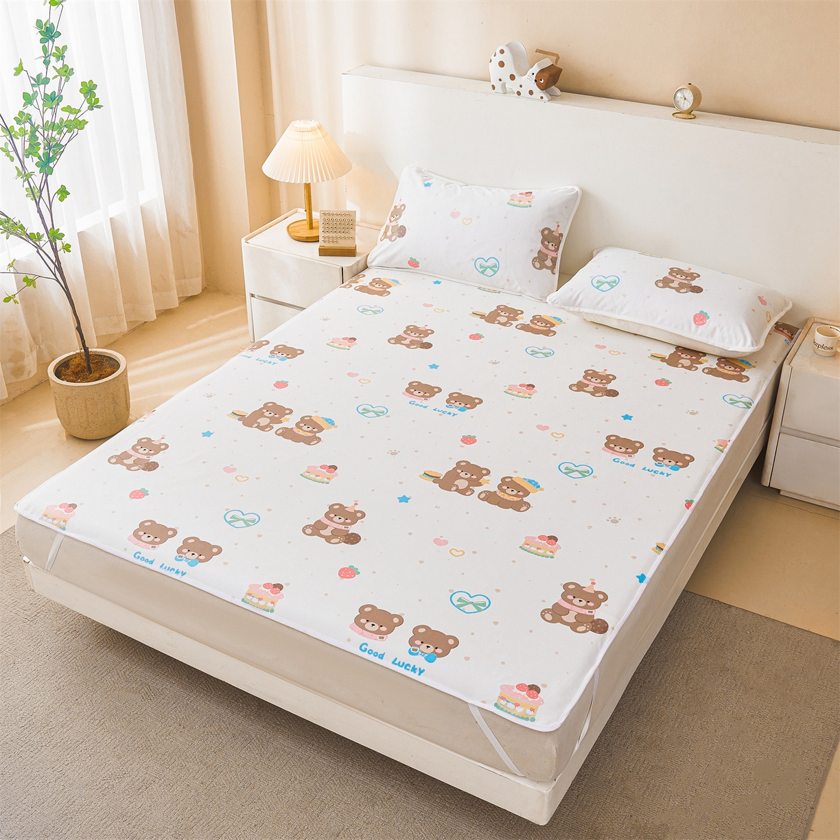 91家纺网 家纺一手货源 找家纺 雯豆家纺 2025新款防水隔尿垫子卡通成人床垫保护罩A类宝宝尿垫 防水隔尿垫-小伙伴