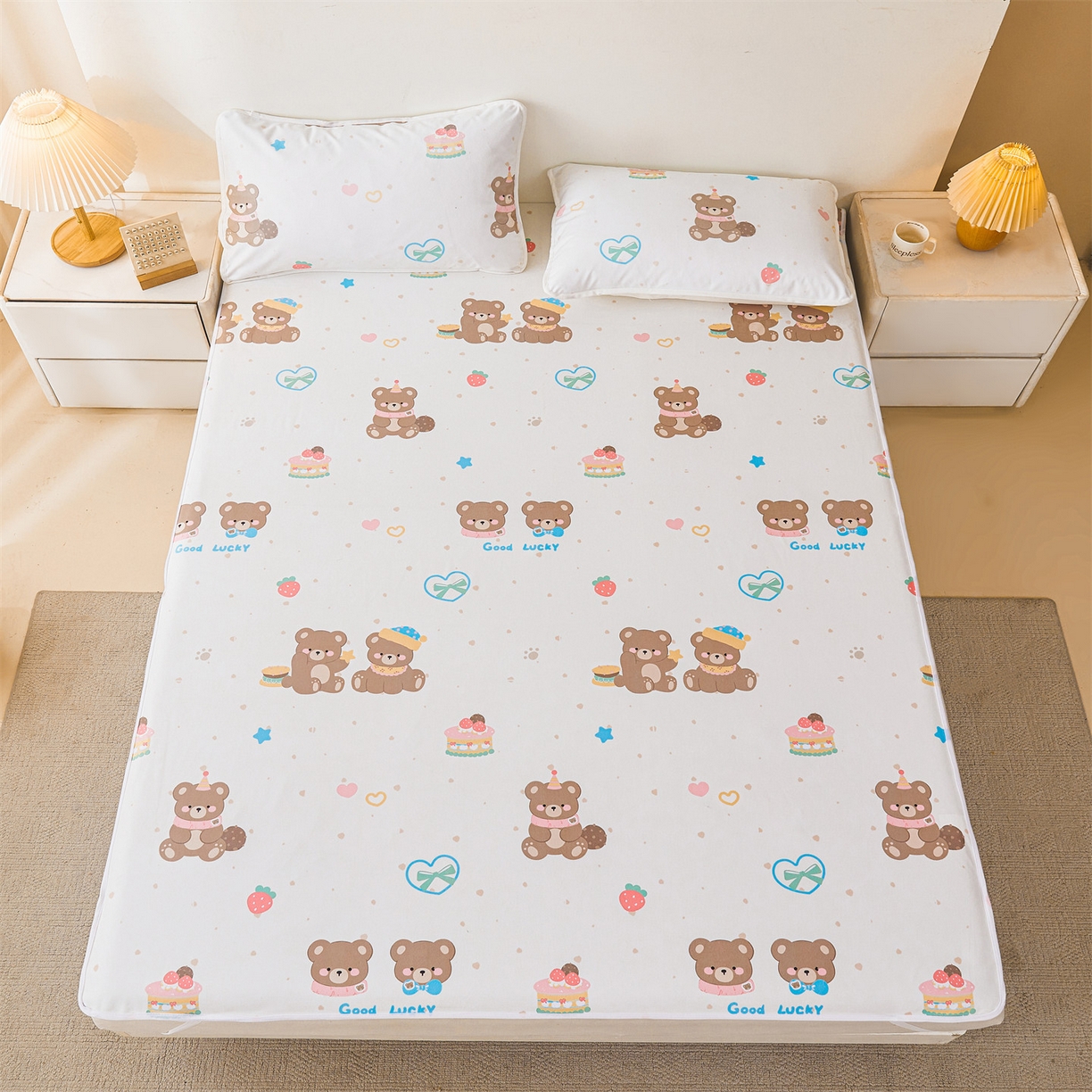 91家纺网 家纺一手货源 找家纺 雯豆家纺 2025新款防水隔尿垫子卡通成人床垫保护罩A类宝宝尿垫 防水隔尿垫-小伙伴