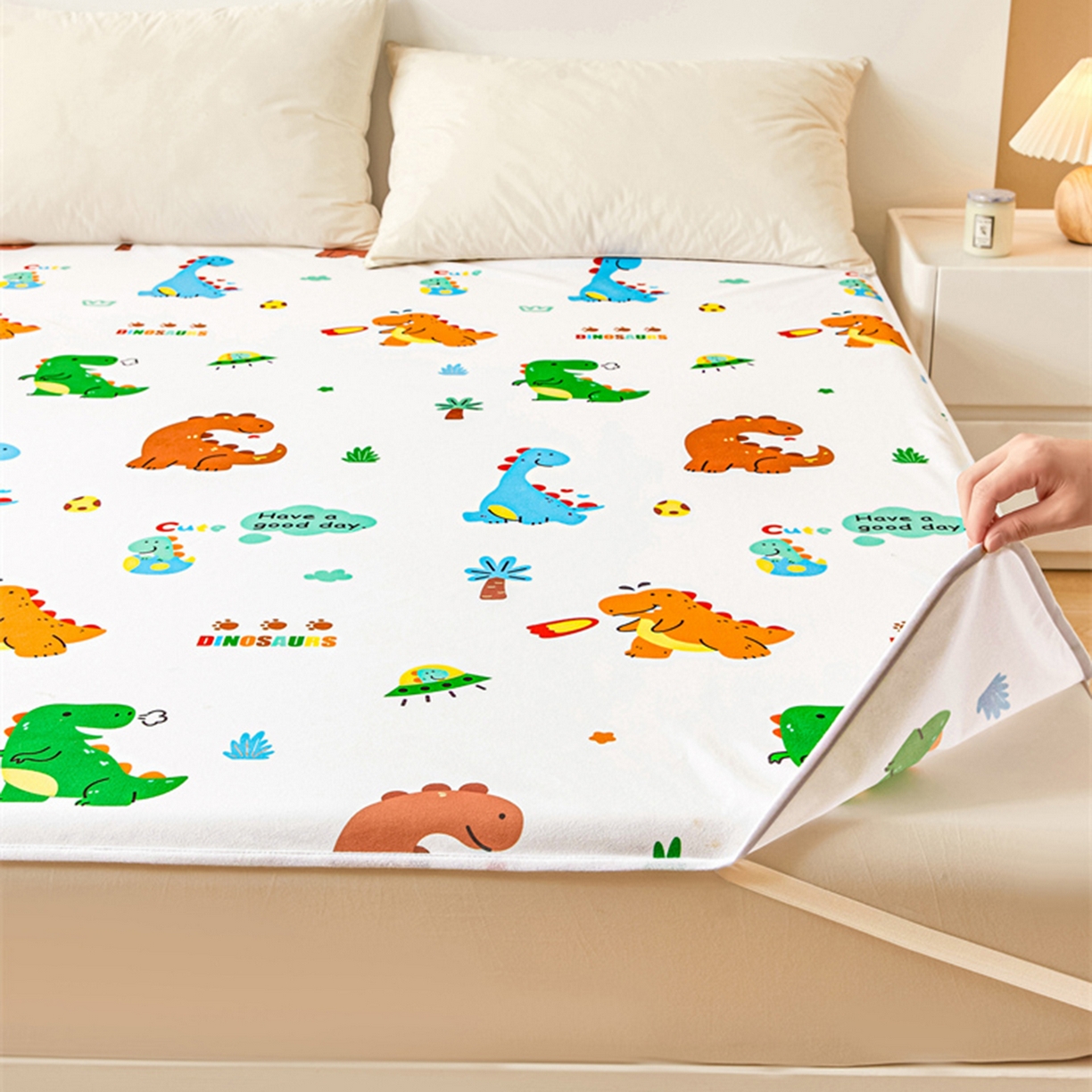 雯豆家纺 2025新款防水隔尿垫子卡通成人床垫保护罩A类宝宝尿垫 防水隔尿垫-小恐龙