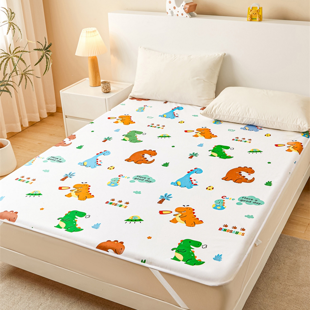 91家纺网 家纺一手货源 找家纺 雯豆家纺 2025新款防水隔尿垫子卡通成人床垫保护罩A类宝宝尿垫 防水隔尿垫-小恐龙