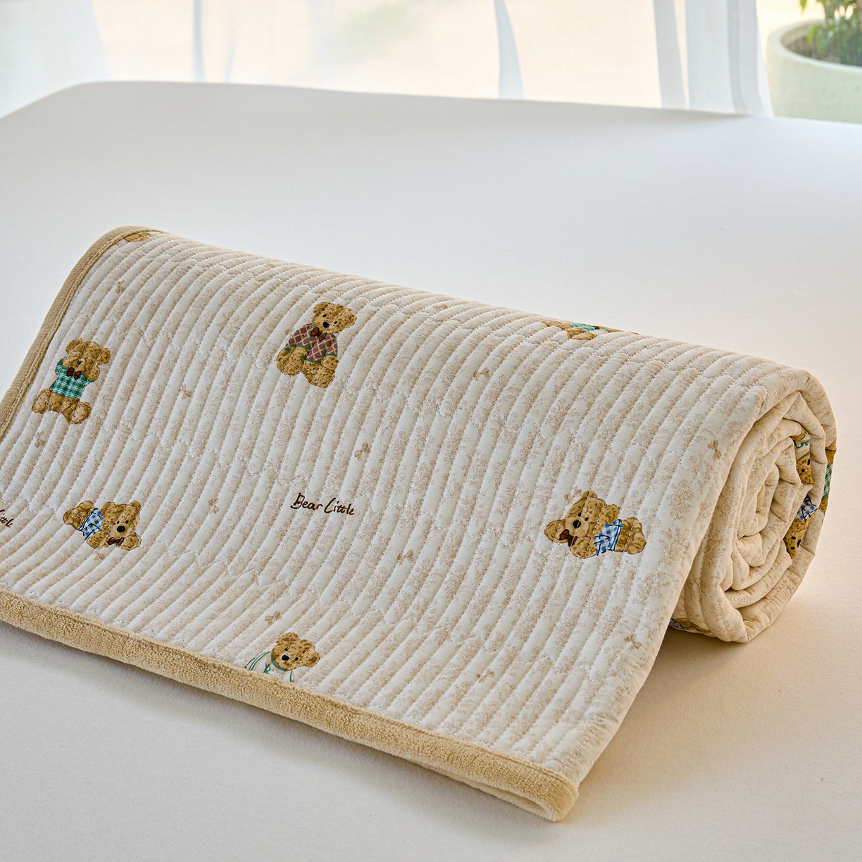 小叮当家纺仓储工厂店 2025新款棉加绒床垫一面全棉一面牛奶绒床褥垫软床垫床盖四季通用 趴趴熊(A棉B绒）