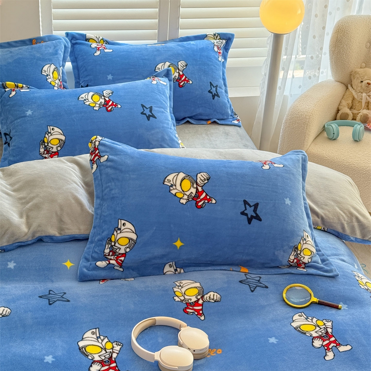 91家纺网 家纺一手货源 找家纺 名兮家居 2025新款经典奥特曼-三丽鸥加厚牛奶绒单被套 艾斯