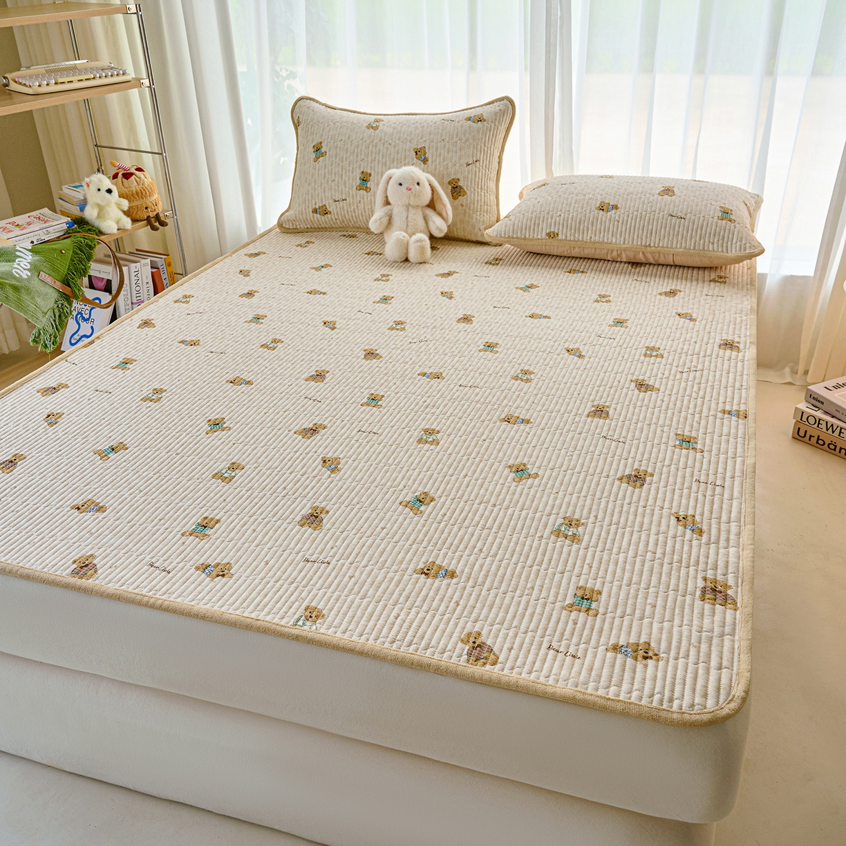 91家纺网 家纺一手货源 找家纺 小叮当家纺仓储工厂店 2025新款棉加绒床垫一面全棉一面牛奶绒床褥垫软床垫床盖四季通用 趴趴熊(A棉B绒）