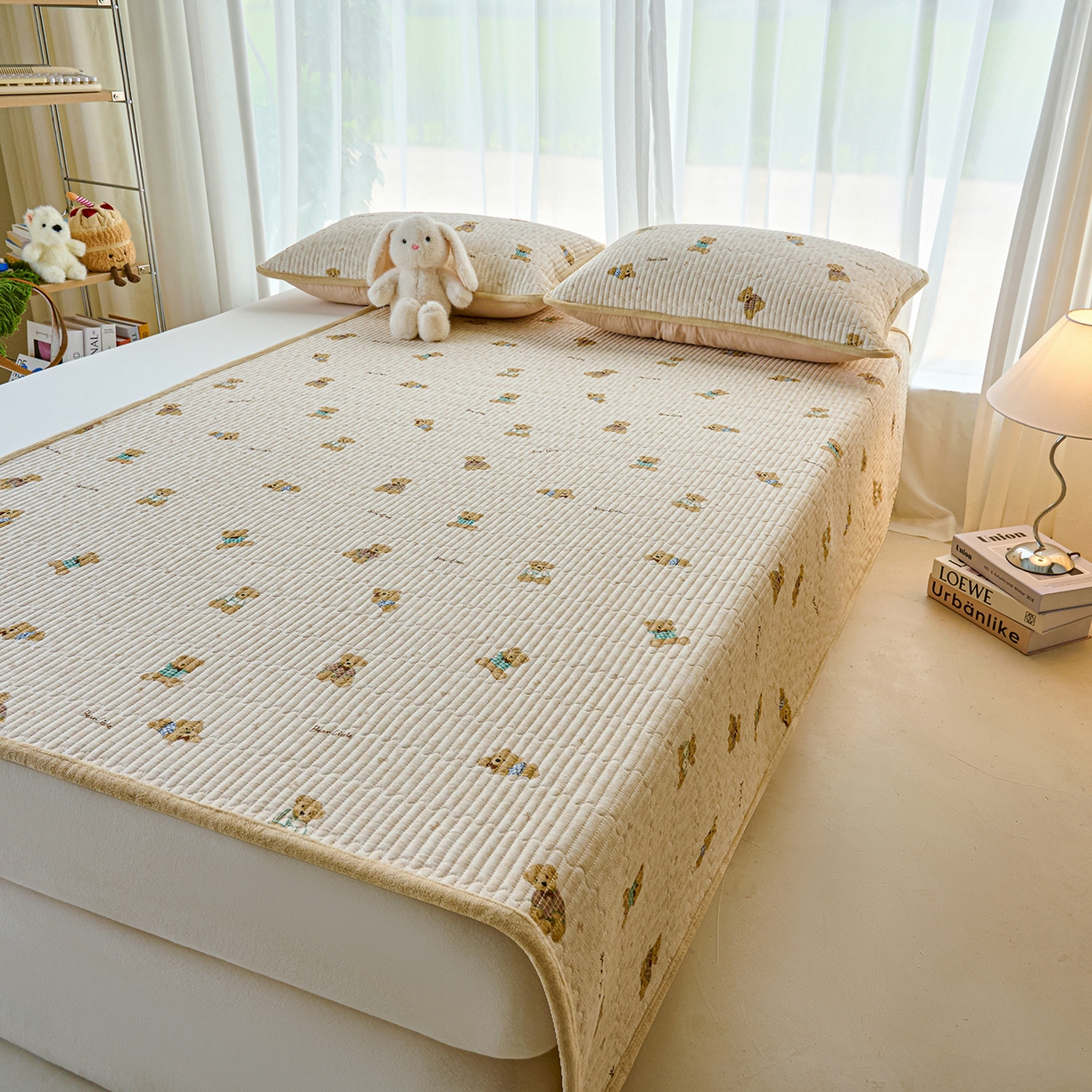 91家纺网 家纺一手货源 找家纺 小叮当家纺仓储工厂店 2025新款棉加绒床垫一面全棉一面牛奶绒床褥垫软床垫床盖四季通用 趴趴熊(A棉B绒）