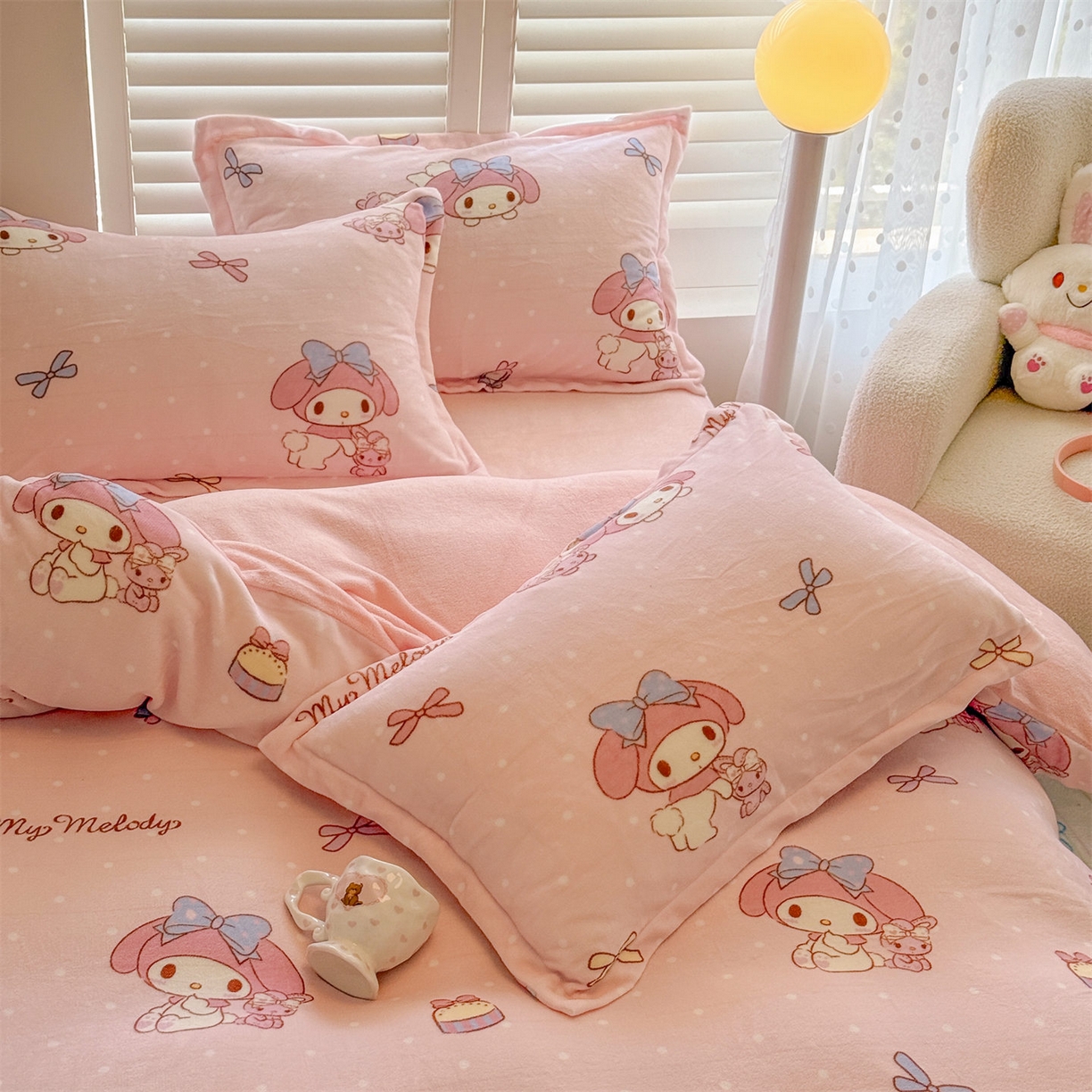 91家纺网 家纺一手货源 找家纺 名兮家居 2025新款经典奥特曼-三丽鸥加厚牛奶绒单被套 点点美乐蒂