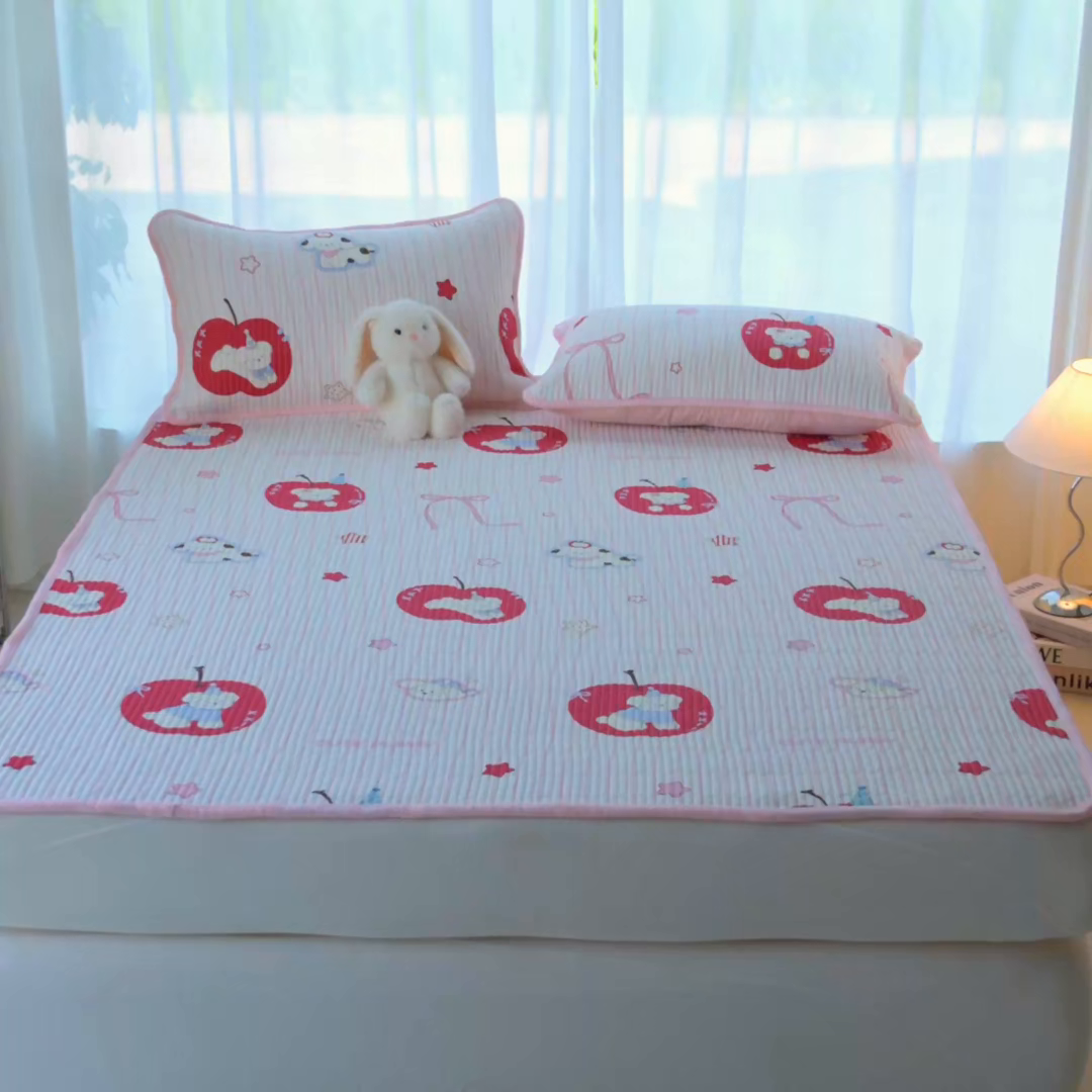 91家纺网 家纺一手货源 找家纺 小叮当家纺仓储工厂店 2025新款棉加绒床垫一面全棉一面牛奶绒床褥垫软床垫床盖四季通用 甜心苹果派（A棉B绒）