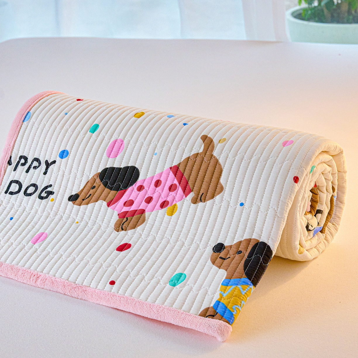 小叮当家纺仓储工厂店 2025新款棉加绒床垫一面全棉一面牛奶绒床褥垫软床垫床盖四季通用 甜心汪星人（A棉B绒）