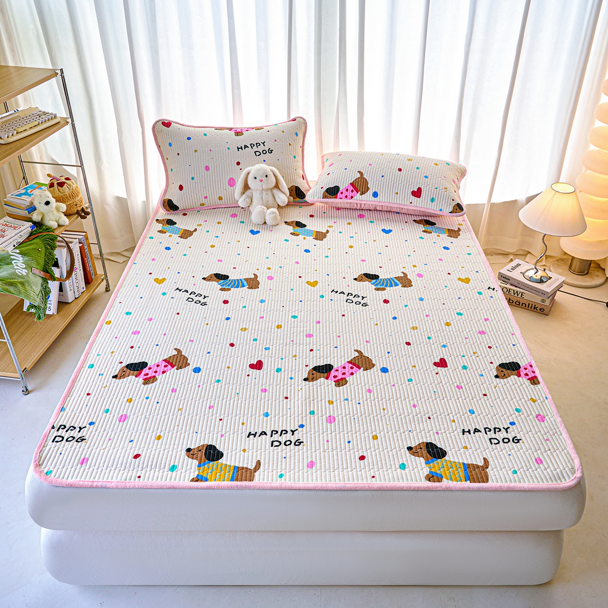 91家纺网 家纺一手货源 找家纺 小叮当家纺仓储工厂店 2025新款棉加绒床垫一面全棉一面牛奶绒床褥垫软床垫床盖四季通用 甜心汪星人（A棉B绒）