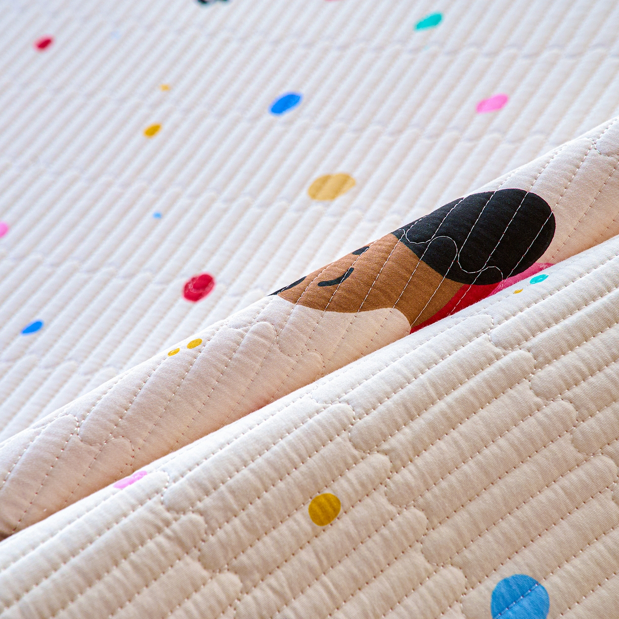 91家纺网 家纺一手货源 找家纺 小叮当家纺仓储工厂店 2025新款棉加绒床垫一面全棉一面牛奶绒床褥垫软床垫床盖四季通用 甜心汪星人（A棉B绒）