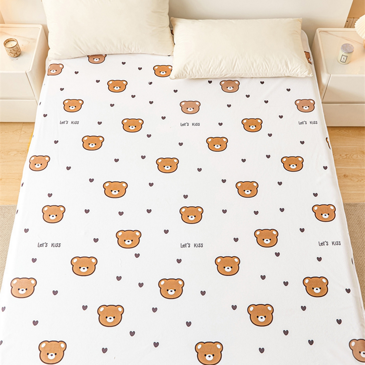 91家纺网 家纺一手货源 找家纺 雯豆家纺 2025新款防水隔尿垫子卡通成人床垫保护罩A类宝宝尿垫 防水隔尿垫-小熊头