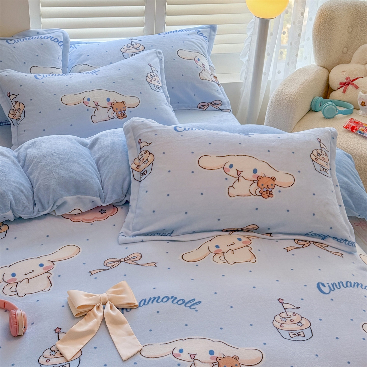 91家纺网 家纺一手货源 找家纺 名兮家居 2025新款经典奥特曼-三丽鸥加厚牛奶绒单被套 甜品大耳狗
