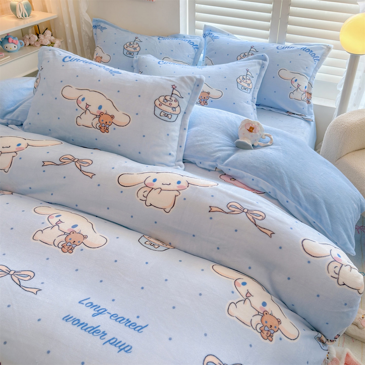 91家纺网 家纺一手货源 找家纺 名兮家居 2025新款经典奥特曼-三丽鸥加厚牛奶绒单被套 甜品大耳狗