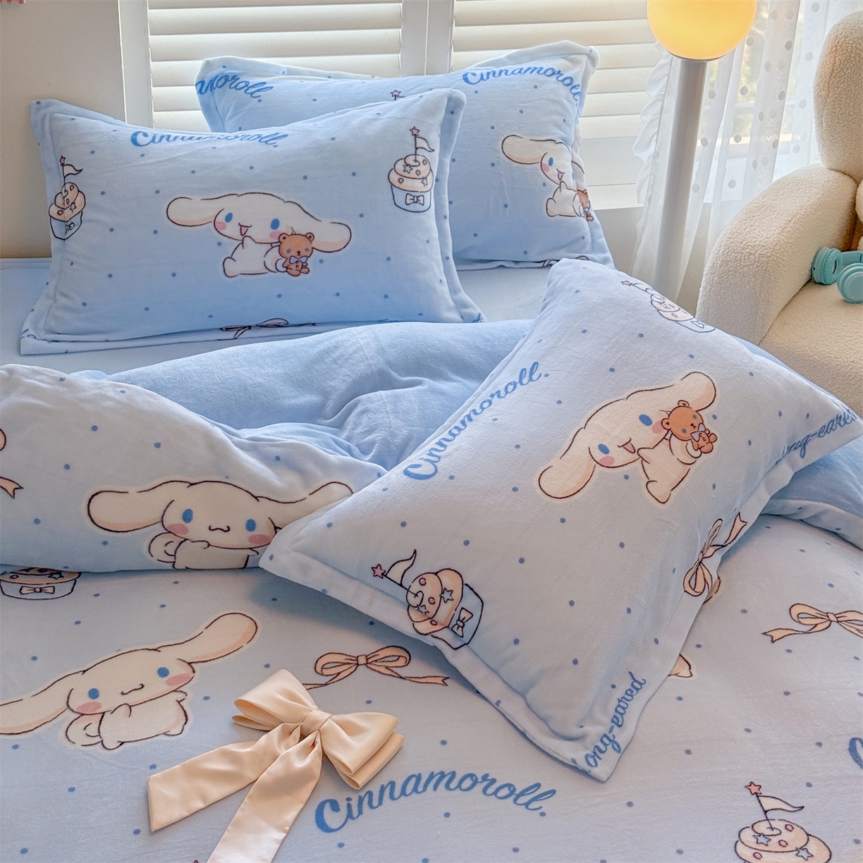 91家纺网 家纺一手货源 找家纺 名兮家居 2025新款经典奥特曼-三丽鸥加厚牛奶绒单被套 甜品大耳狗