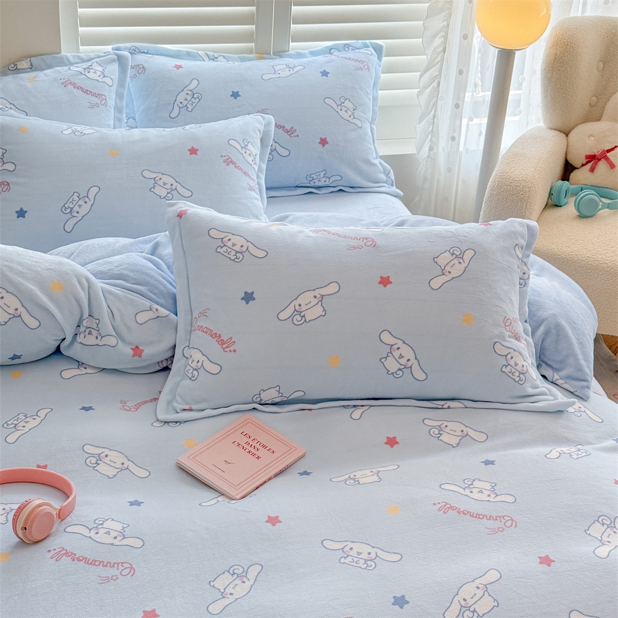 91家纺网 家纺一手货源 找家纺 名兮家居 2025新款经典奥特曼-三丽鸥加厚牛奶绒单被套 星星大耳狗