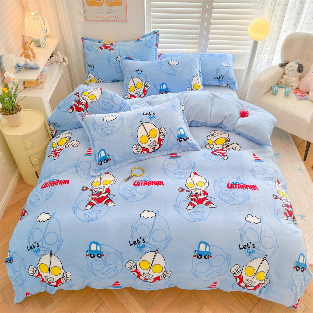 名兮家居 2025新款经典奥特曼-三丽鸥加厚牛奶绒单被套 云朵奥特曼