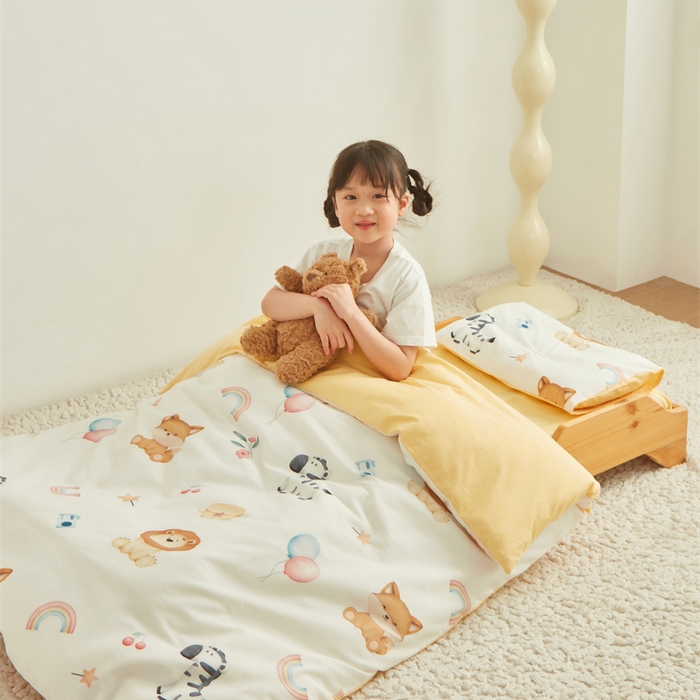91家纺网 家纺一手货源 找家纺 艾佳宝贝 2025新款A类全棉多功能可拆卸儿童盖毯四季被子 萌趣动物园