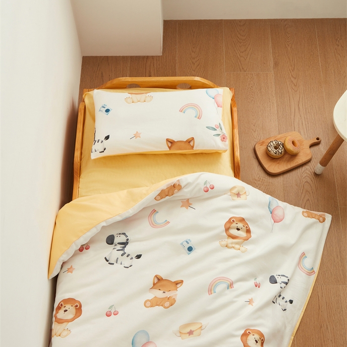 91家纺网 家纺一手货源 找家纺 艾佳宝贝 2025新款A类全棉多功能可拆卸儿童盖毯四季被子 萌趣动物园