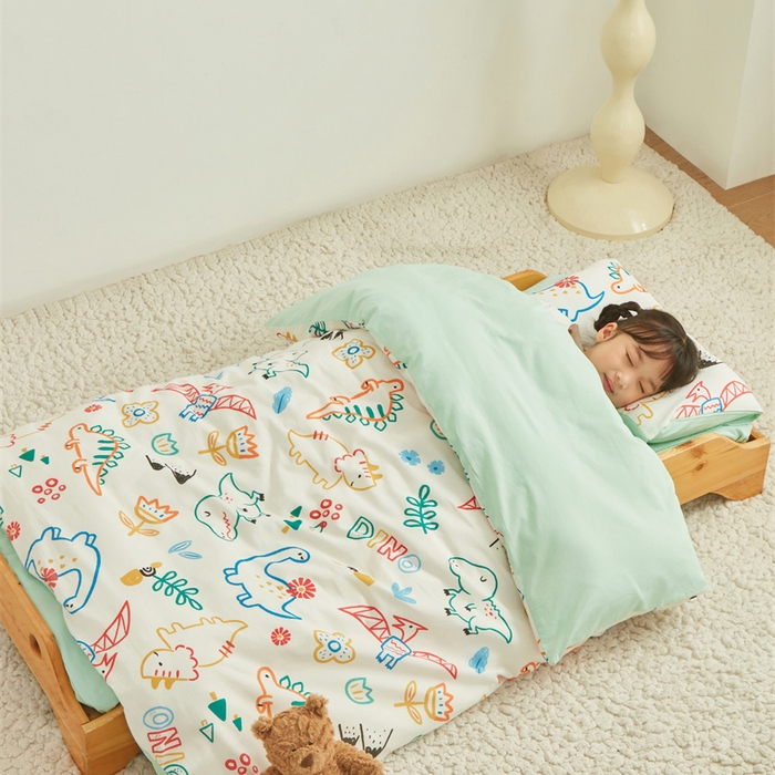 91家纺网 家纺一手货源 找家纺 艾佳宝贝 2025新款A类全棉多功能可拆卸儿童盖毯四季被子 好多恐龙