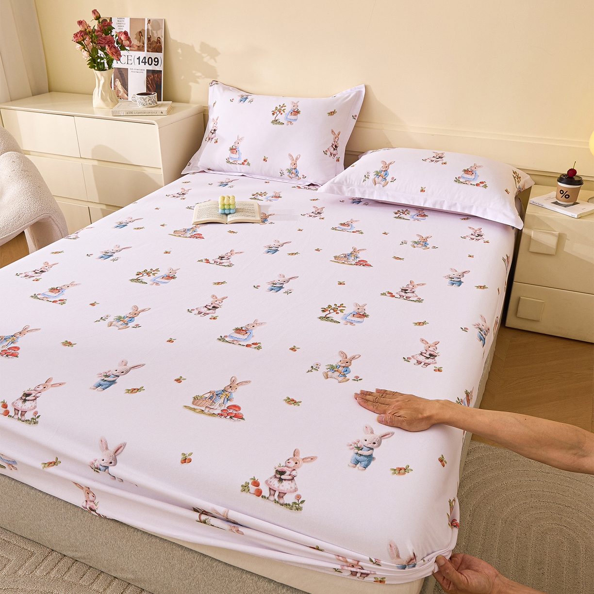 91家纺网 家纺一手货源 找家纺 （总）元元家居（元元被业） 2025秋冬新款全棉纯棉磨毛印花单床笠