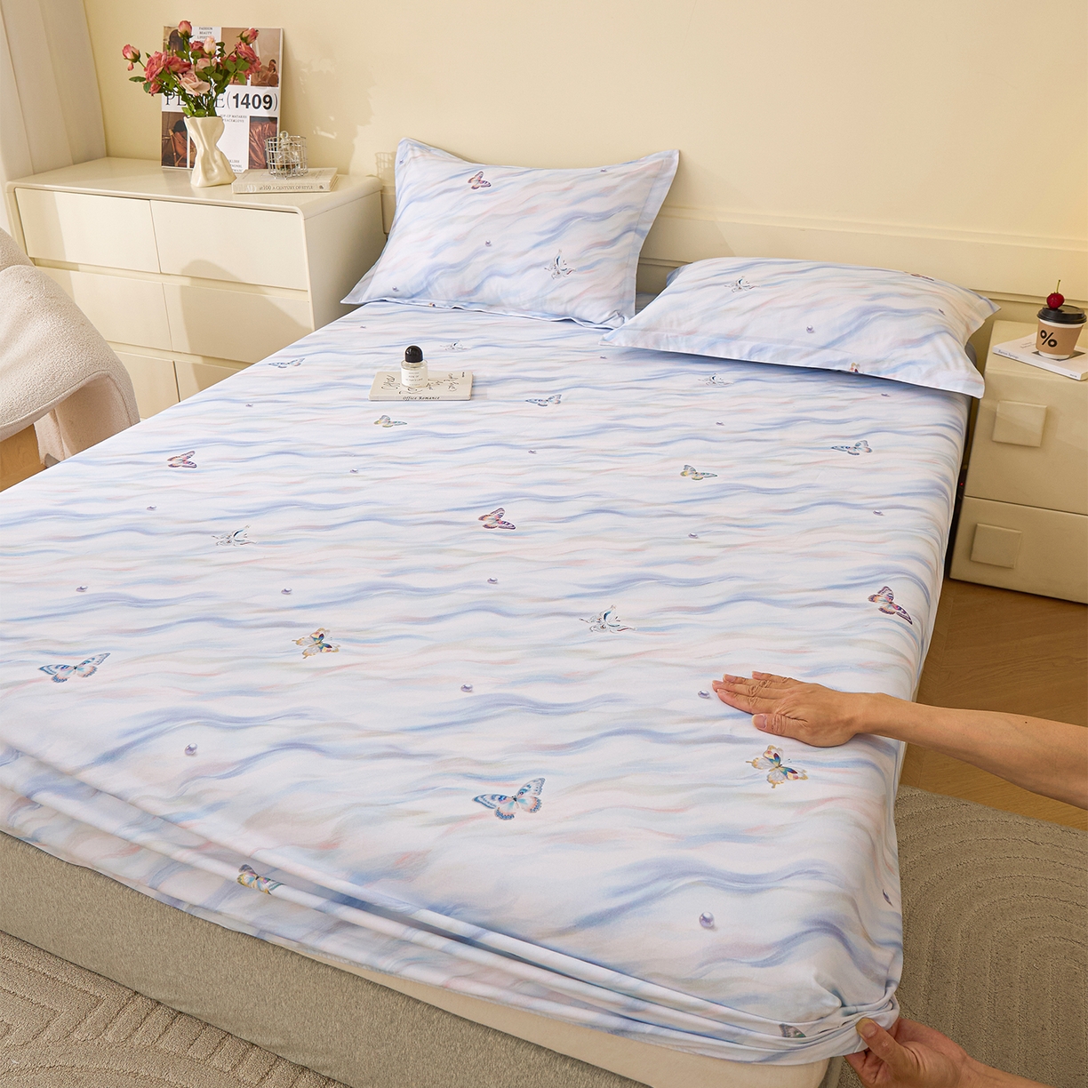 91家纺网 家纺一手货源 找家纺 （总）元元家居（元元被业） 2025秋冬新款全棉纯棉磨毛印花单床笠