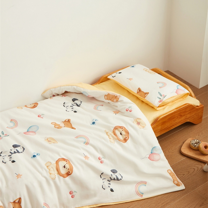 91家纺网 家纺一手货源 找家纺 艾佳宝贝 2025新款A类全棉多功能可拆卸儿童盖毯四季被子 萌趣动物园