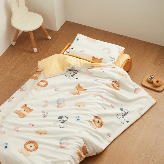 91家纺网 家纺一手货源 找家纺 艾佳宝贝 2025新款A类全棉多功能可拆卸儿童盖毯四季被子 萌趣动物园