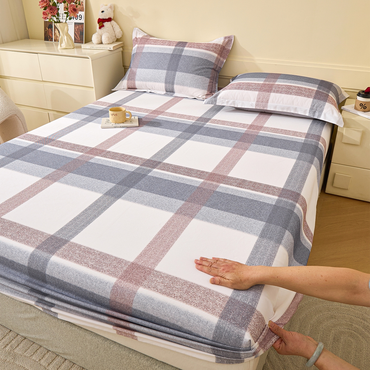 91家纺网 家纺一手货源 找家纺 （总）元元家居（元元被业） 2025秋冬新款全棉纯棉磨毛印花单床笠