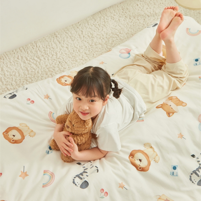 91家纺网 家纺一手货源 找家纺 艾佳宝贝 2025新款A类全棉多功能可拆卸儿童盖毯四季被子 萌趣动物园