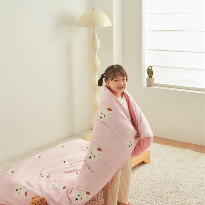 91家纺网 家纺一手货源 找家纺 艾佳宝贝 2025新款A类全棉多功能可拆卸儿童盖毯四季被子 乖萌小狗