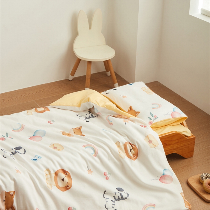 91家纺网 家纺一手货源 找家纺 艾佳宝贝 2025新款A类全棉多功能可拆卸儿童盖毯四季被子 萌趣动物园