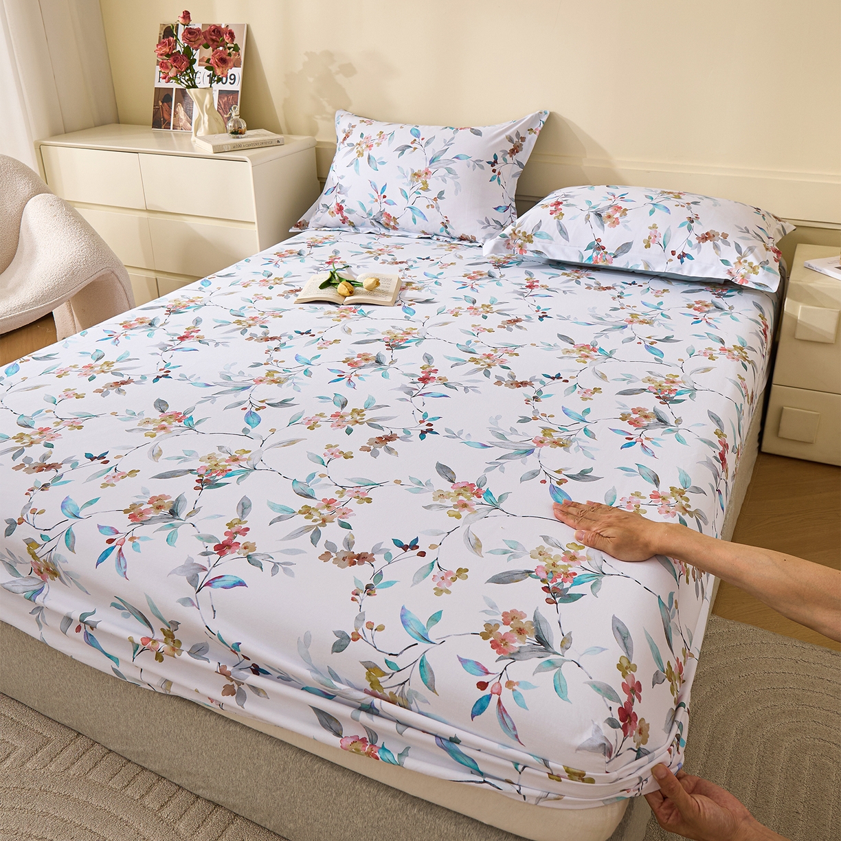 91家纺网 家纺一手货源 找家纺 （总）元元家居（元元被业） 2025秋冬新款全棉纯棉磨毛印花单床笠