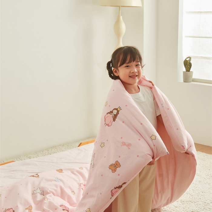 91家纺网 家纺一手货源 找家纺 艾佳宝贝 2025新款A类全棉多功能可拆卸儿童盖毯四季被子 甜甜小公主