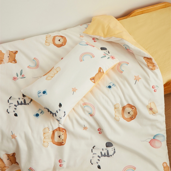 91家纺网 家纺一手货源 找家纺 艾佳宝贝 2025新款A类全棉多功能可拆卸儿童盖毯四季被子 萌趣动物园