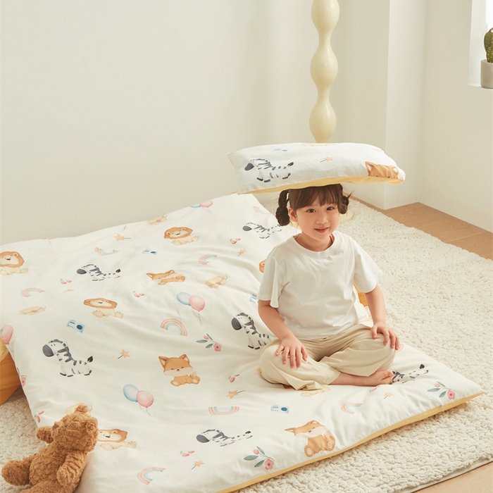 91家纺网 家纺一手货源 找家纺 艾佳宝贝 2025新款A类全棉多功能可拆卸儿童盖毯四季被子 萌趣动物园