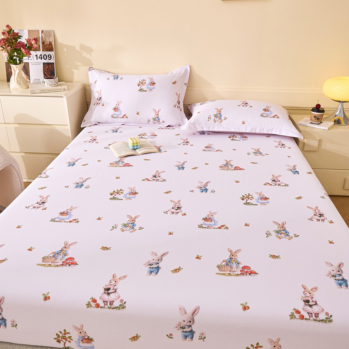 91家纺网 家纺一手货源 找家纺 元元家居（元元被业） 2025秋冬新款全棉纯棉磨毛印花单床笠 彼得庄园