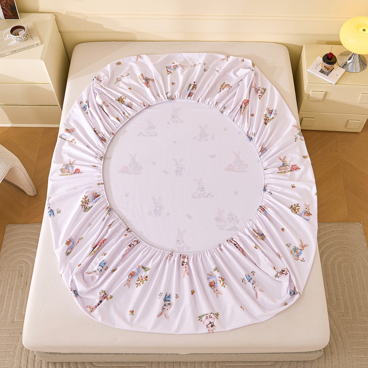 91家纺网 家纺一手货源 找家纺 元元家居（元元被业） 2025秋冬新款全棉纯棉磨毛印花单床笠 彼得庄园